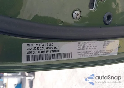 2021 Dodge Challenger R/T Scat Pack z USA, uszkodzony, nr VIN 2C3CDZFJXMH580577